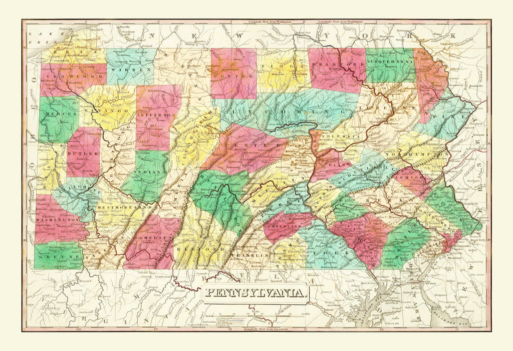 Vintage Map of Pennsylvania 1831