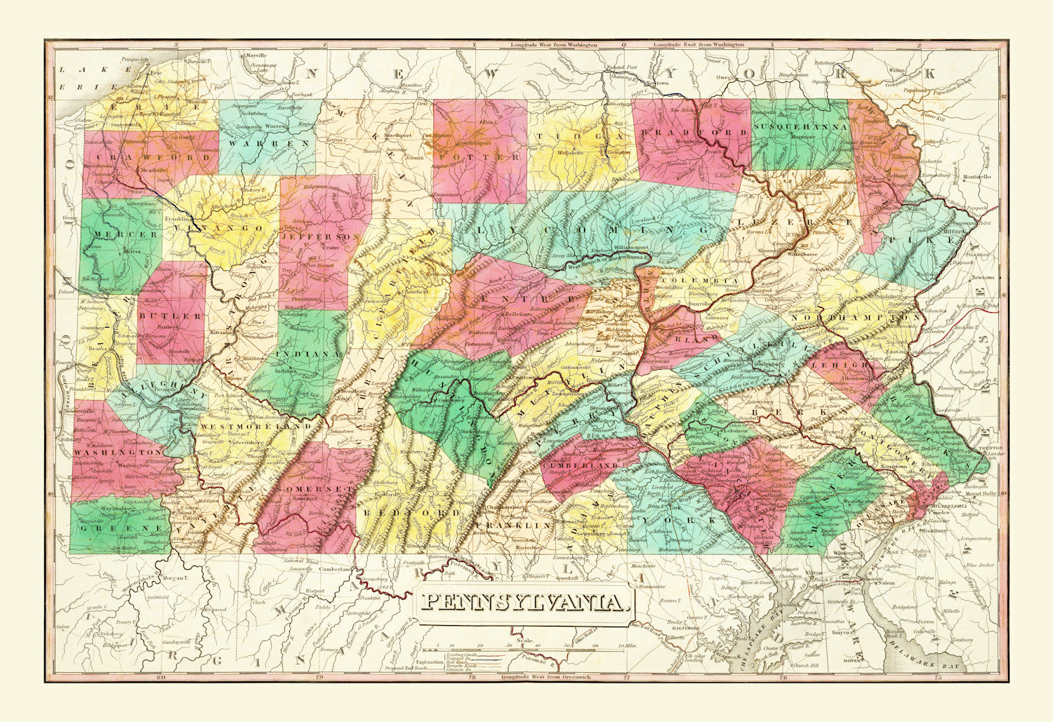 Vintage Map of Pennsylvania 1831