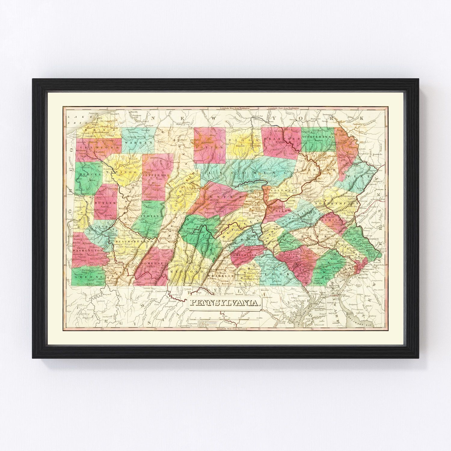 Vintage Map of Pennsylvania 1831