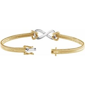 14K Yellow/White Gold  1/8 CTW Natural Diamond Bangle 7 1/2” Bracelet – image 2