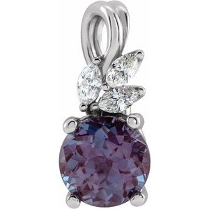 Platinum Lab-Grown Alexandrite & 1/10 CTW Natural Diamond Pendant