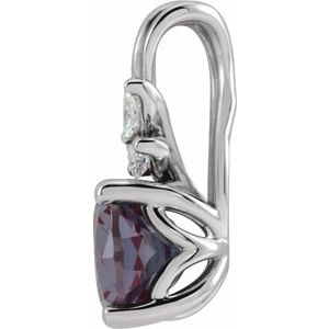 Sterling Silver Lab-Grown Alexandrite & 1/10 CTW Natural Diamond Pendant