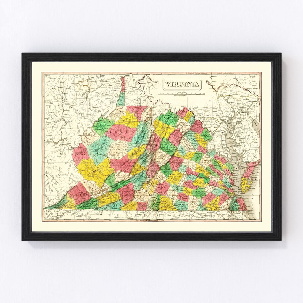 Vintage Map of Virginia 1831