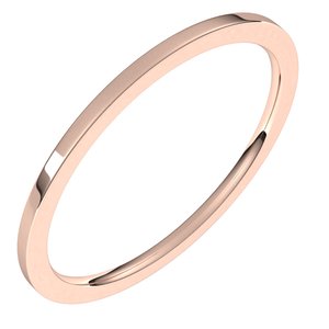 14K Rose 1 mm Flat Comfort Fit Light Band Size 8