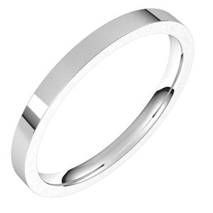 18K White 2 mm Flat Comfort Fit Light Band Size 9