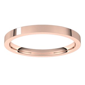 18K Rose 2 mm Flat Comfort Fit Light Band Size 11.5