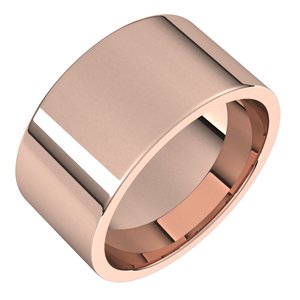 14K Rose 10 mm Lightweight Comfort-Fit Flat Band Size 18