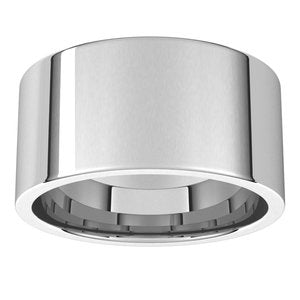 18K White 10 mm Lightweight Comfort-Fit Flat Band Size 20