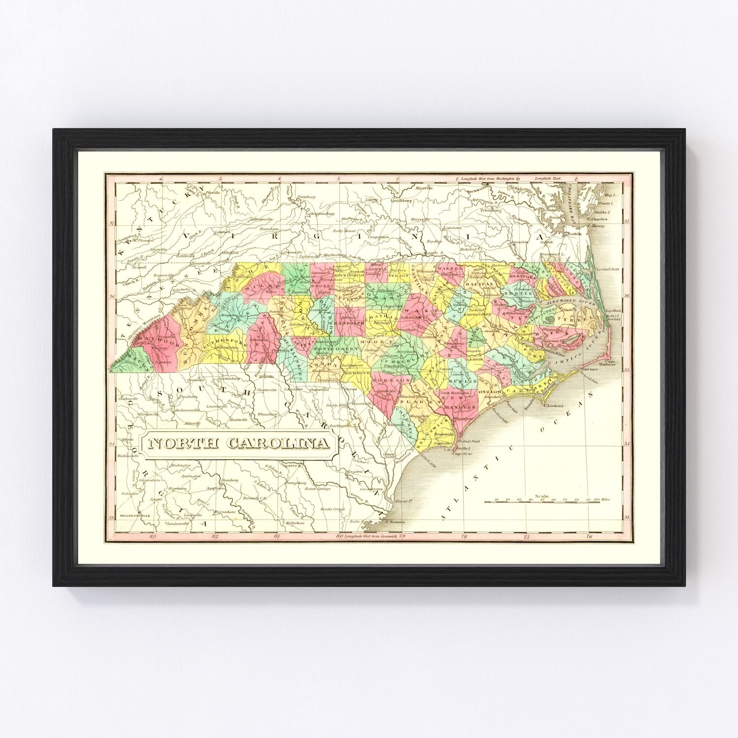 Vintage Map of North Carolina 1831