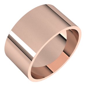 14K Rose 10 mm Ultra-Lightweight Flat Band Size 15