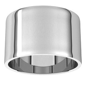 14K White 12 mm Ultra-Lightweight Flat Band Size 17