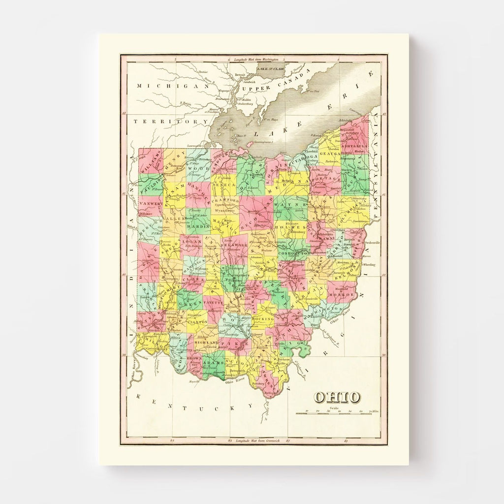 Vintage Map of Ohio 1831