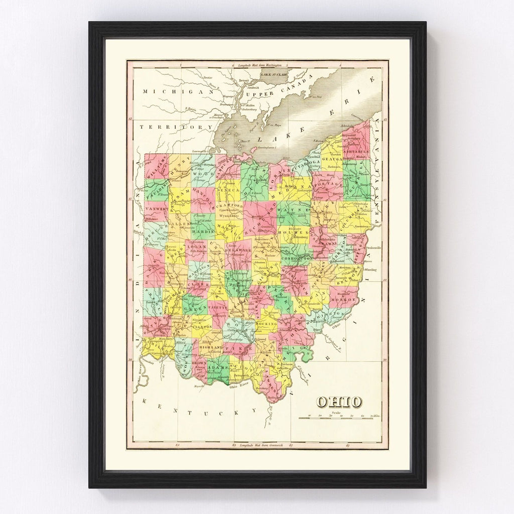 Vintage Map of Ohio 1831