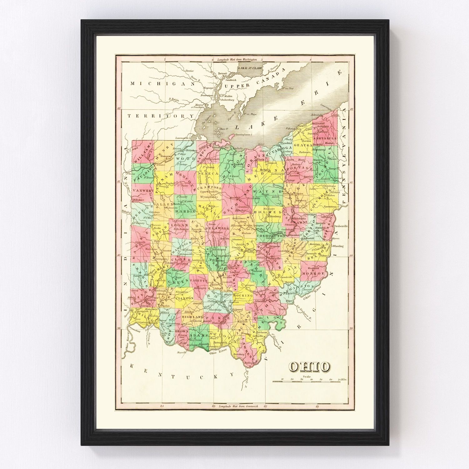 Vintage Map of Ohio 1831