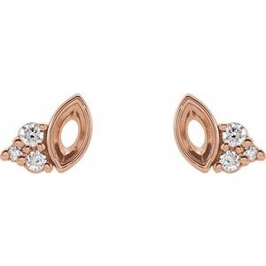 14K Rose Gold 4x2 mm Marquise .05 CTW Natural Diamond Semi-Set Earrings – image 2