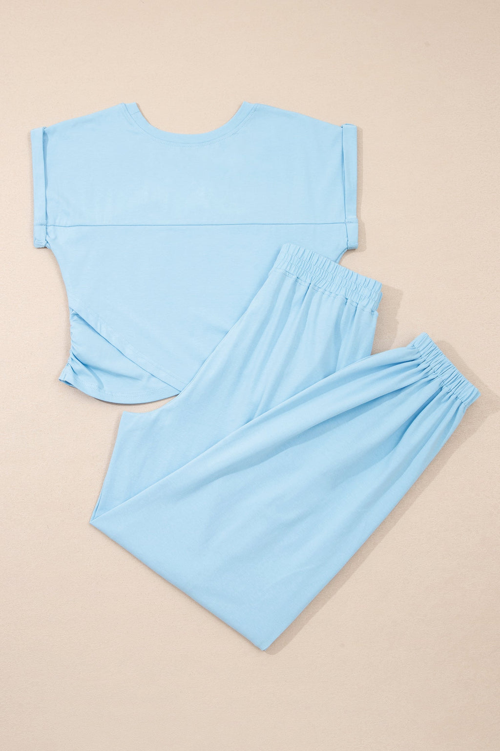 Solid Cropped Tank Top & Jogger Pants Set
