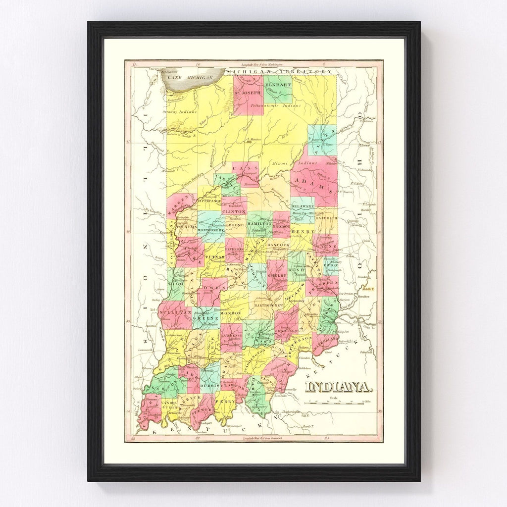 Vintage Map of Indiana 1831