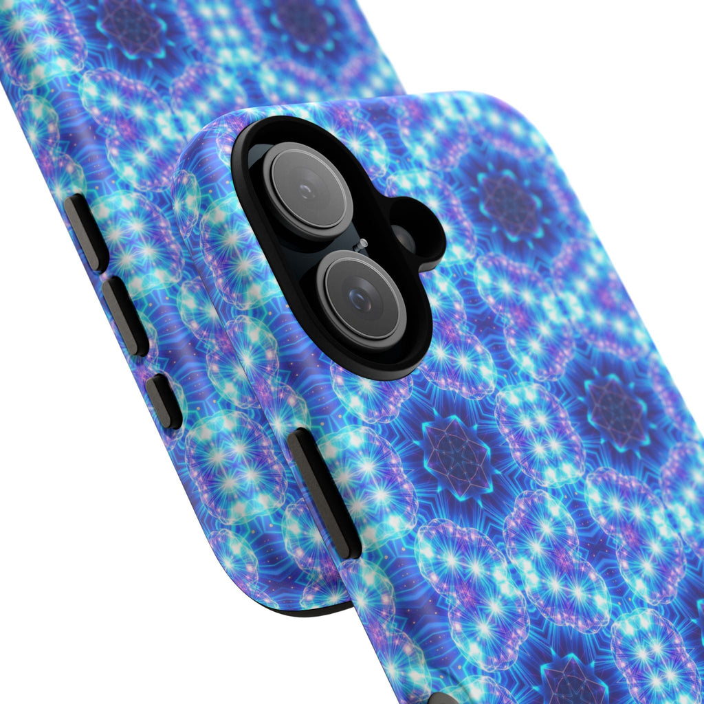 Blue Mandalas with Neon Lights Tough Phone Cases
