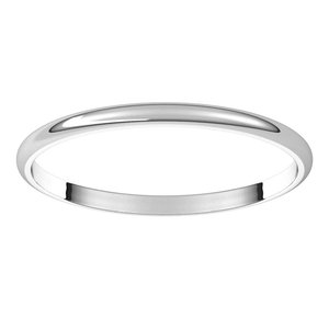 14K X1 White 1.5 mm Ultra-Lightweight Half Round Band Size 18.5