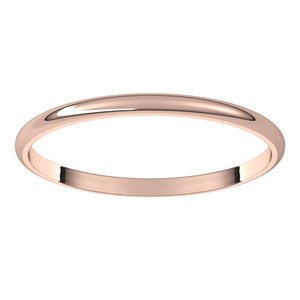 14K Rose 1.5 mm Ultra-Lightweight Half Round Band Size 5.5