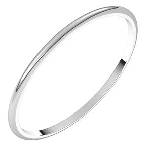 14K X1 White 1 mm Ultra-Lightweight Half Round Band Size 20