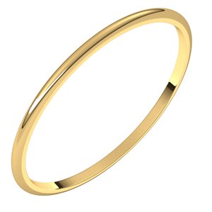 14K Yellow 1 mm Ultra-Lightweight Half Round Band Size 19