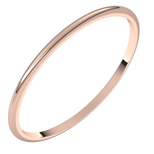 10K Rose 1 mm Ultra-Lightweight Half Round Band Size 13.5