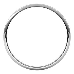 Platinum 1 mm Ultra-Lightweight Half Round Band Size 17.5
