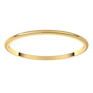 14K Yellow 1 mm Ultra-Lightweight Half Round Band Size 18.5
