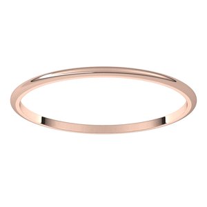 18K Rose 1 mm Ultra-Lightweight Half Round Band Size 10