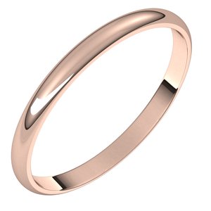 14K Rose 2 mm Ultra-Lightweight Half Round Band Size 19