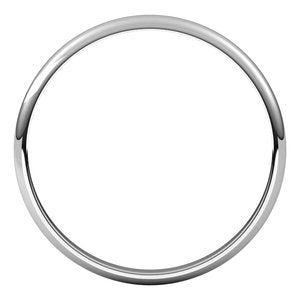 18K White 2 mm Ultra-Lightweight Half Round Band Size 19