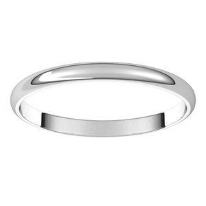 14K X1 White 2 mm Ultra-Lightweight Half Round Band Size 14
