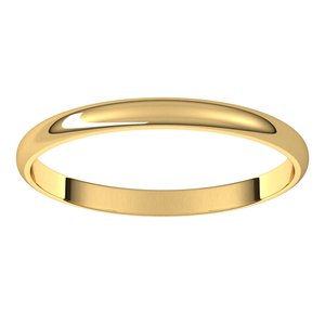 18K Yellow 2 mm Ultra-Lightweight Half Round Band Size 16