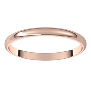 10K Rose 2 mm Ultra-Lightweight Half Round Band Size 17.5
