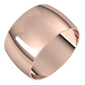 14K Rose 11 mm Ultra-Lightweight Half Round Band Size 16.5