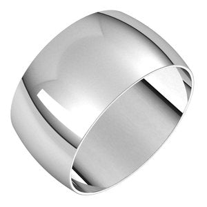 10K White 10 mm Ultra-Lightweight Half Round Band Size 15.5