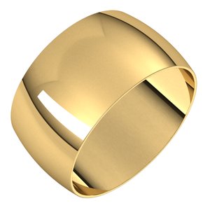 14K Yellow 10 mm Ultra-Lightweight Half Round Band Size 9