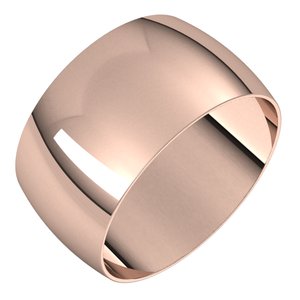 10K Rose 10 mm Ultra-Lightweight Half Round Band Size 6.5