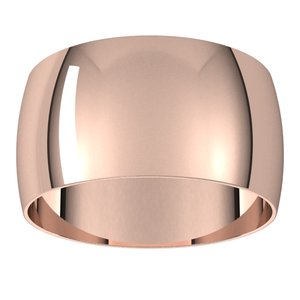 18K Rose 10 mm Ultra-Lightweight Half Round Band Size 11