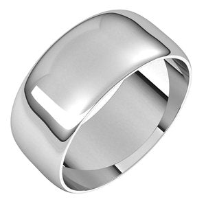 14K White 8 mm Ultra-Lightweight Half Round Band Size 17