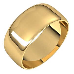18K Yellow 8 mm Ultra-Lightweight Half Round Band Size 14