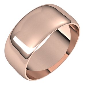 14K Rose 8 mm Ultra-Lightweight Half Round Band Size 20