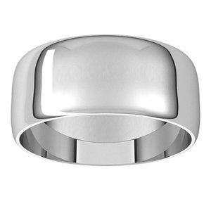 14K X1 White 8 mm Ultra-Lightweight Half Round Band Size 18