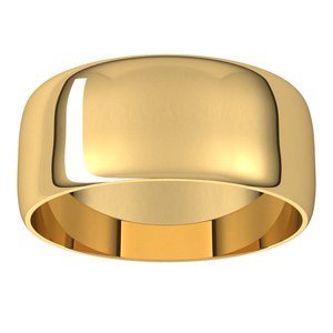 18K Yellow 8 mm Ultra-Lightweight Half Round Band Size 15