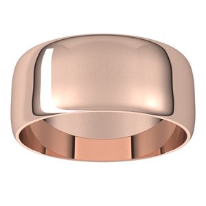 10K Rose 8 mm Ultra-Lightweight Half Round Band Size 16