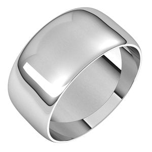 14K White 9 mm Ultra-Lightweight Half Round Band Size 4.5