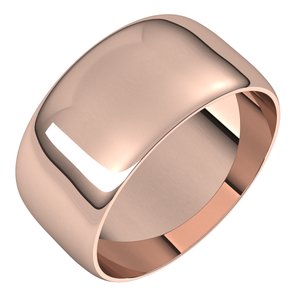 18K Rose 9 mm Ultra-Lightweight Half Round Band Size 14