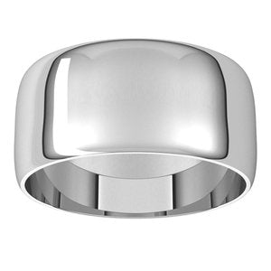 Platinum 9 mm Ultra-Lightweight Half Round Band Size 14