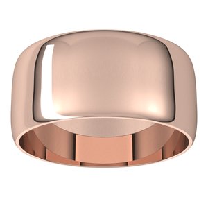 14K Rose 9 mm Ultra-Lightweight Half Round Band Size 6